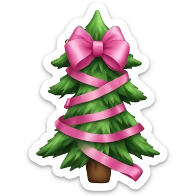 christmas tree with pink bows christmas mood sticker