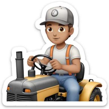 man on tractor with smoke in the back sticker