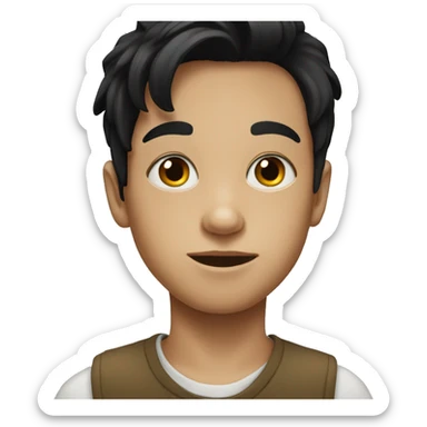 portrait of a boy with black hair sticker