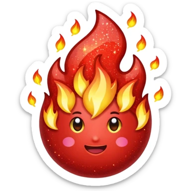 red glitter fire sticker