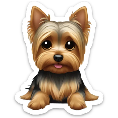 Yorkie dog laying on a pillow sticker
