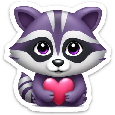 Cute purple raccoon with a heart sticker