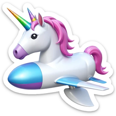 A 3d unicorn 🦄 on a plane ✈️  sticker
