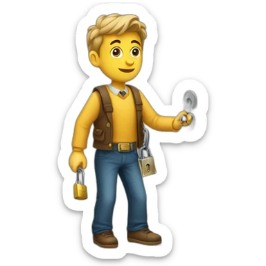 cClassy young man struggling to get a key into a lock sticker