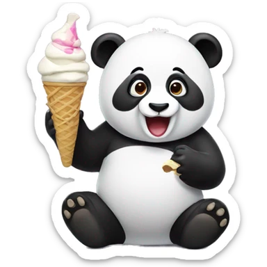 Panda eating ice cream sticker