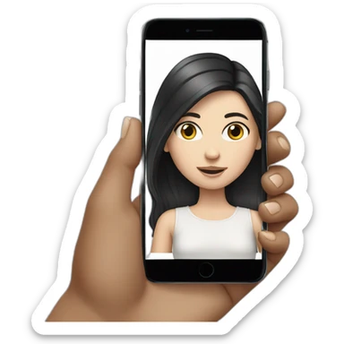  One white girl with loose, black-brown hair playing on her phone sticker