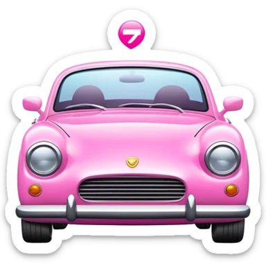 pink car driving away sticker