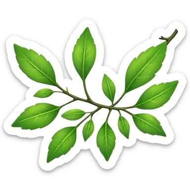 thin elegant green branch with a few leaves sticker