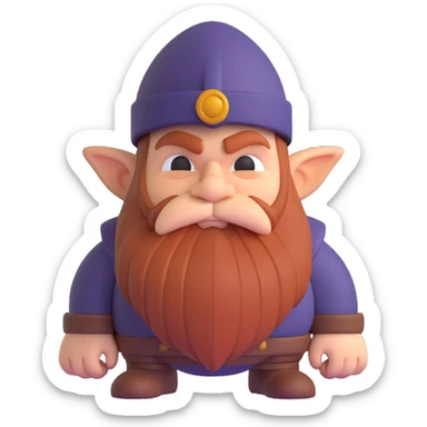 3D emoji style dwarf with a grumpy expression, inspired by Snow White's seven dwarfs sticker