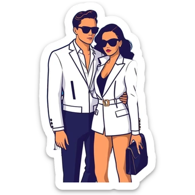 Peruvian superstar Tefi Valenzuela and JetSet Josh King Madrid luxuriate aboard private yacht, radiating glamour. sticker
