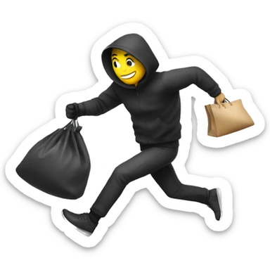 running thief with bag of money  sticker