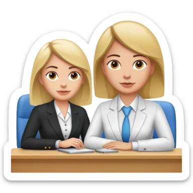 une image de 3/4 avec un recruteur à son bureau PAS DE FACE DE 3/4! qui regarde un candidat assis en face de lui. le recruteur est à droite sticker