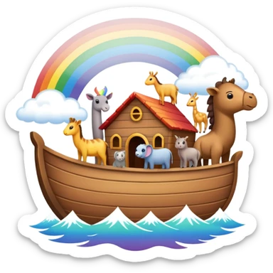 Noah's Ark with animals and rainbow sticker