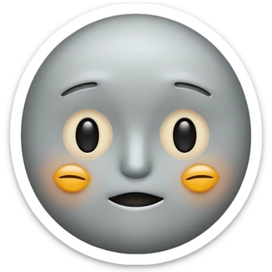 A neutral-colored emoji face (light gray or pale yellow) with half-closed eyes, small dark circles underneath, and a tiny straight-line mouth. A small power symbol (⏻) floats above the head or appears faded on the forehead, suggesting low energy or mental exhaustion. sticker