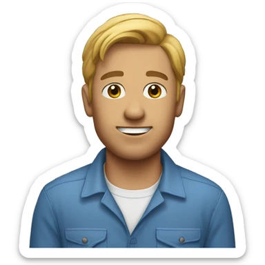 Griddy emoji using man in blue shirt sticker