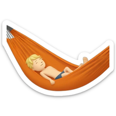 a white kid laying in orange hammock sticker