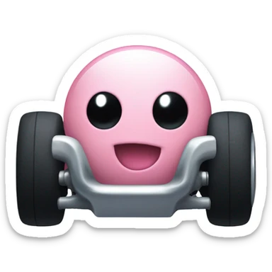 Metal cute black eyes Kirby ball driving on 4 car wheels sticker