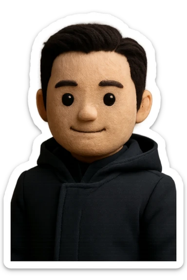 Portrait of the person in a plush portrait style, soft and plushy look, cute and friendly. sticker