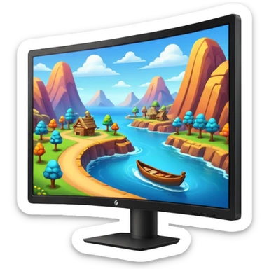 Create a curved monitor with multiplayer game on the screen sticker