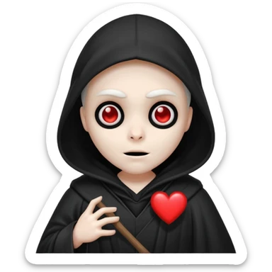 cute grim reaper with heart eyes sticker
