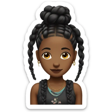 black cute Girl with braids and tattoos sticker