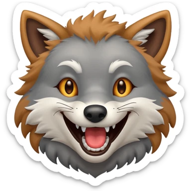 a grey wolf laughing out loud sticker