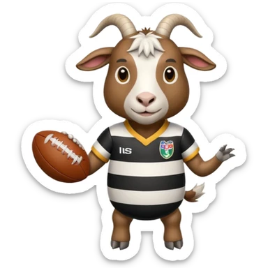 goat wearing rugby clothes sticker