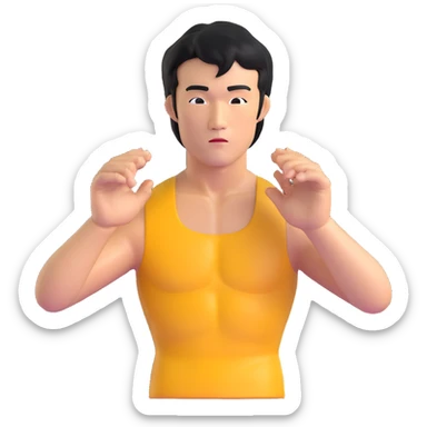 Bruce Lee with correct face proportions and head shape, upper body sticker