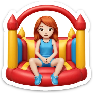 redhead girl-sitting-in-bouncy-house sticker
