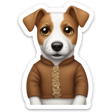 a jack russel in a teddy bear costume sticker