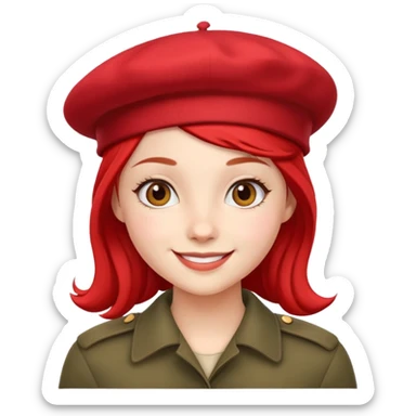 girl with a red beret, smiling sticker