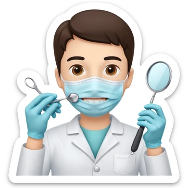 Dentist with patient teeth checkup  sticker