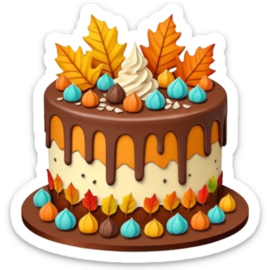 3 layer autumn cake with overflowing raw crystals & leaves sticker