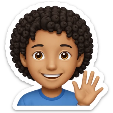 curly black haired kid sticker