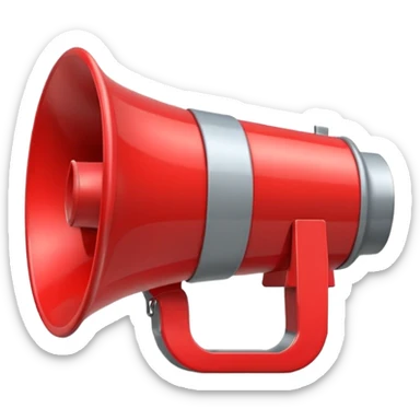 megaphone with a play button sticker