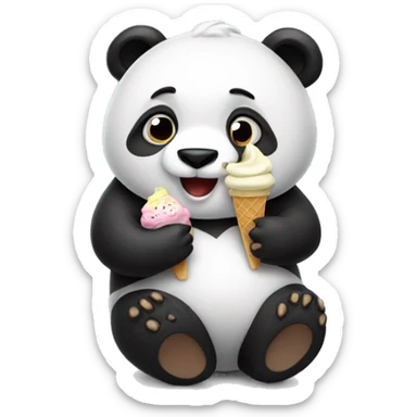 Panda eating ice cream sticker