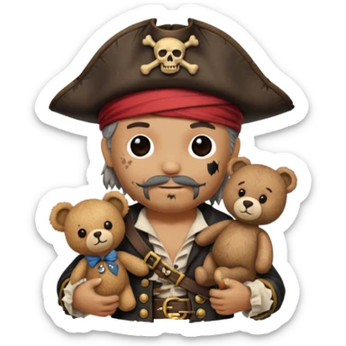 Pirate with teddy bear toy  sticker