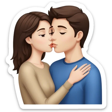 Brunette white girl kissing brunette boy sticker