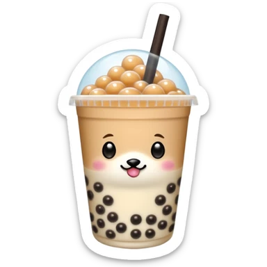 Michi pinguino bebiendo bubble tea sticker