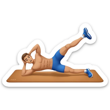 man laying down bicycle-crunches exercise sticker