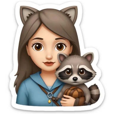 woman with racoon sticker