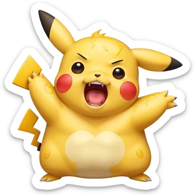 chubby Pikachu with blemishes screaming in fear sticker