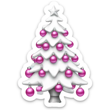 White Christmas tree with pink ornaments sticker