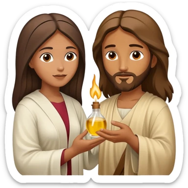 Biblical woman anoints Jesus with oil sticker