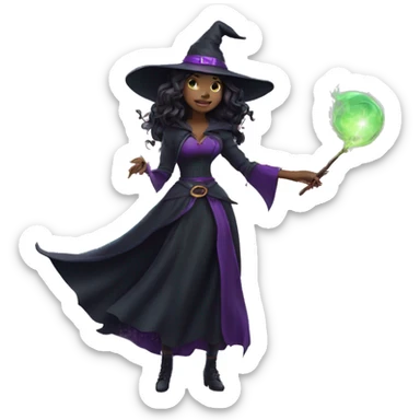 witch casting spell with a Magic wand sticker