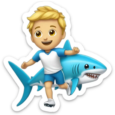 footballeur sur un requin sticker