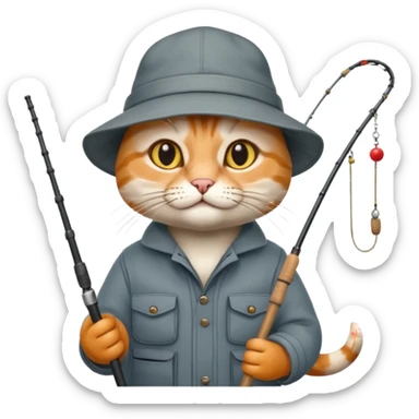 cat fisherman sticker