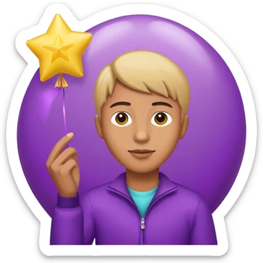 holding purple yellow star balloon sticker