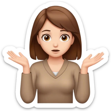 Cute girl with brown hair shrugging sticker