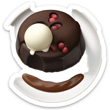 chocolate lava cake with ice cream on top on a plate sticker